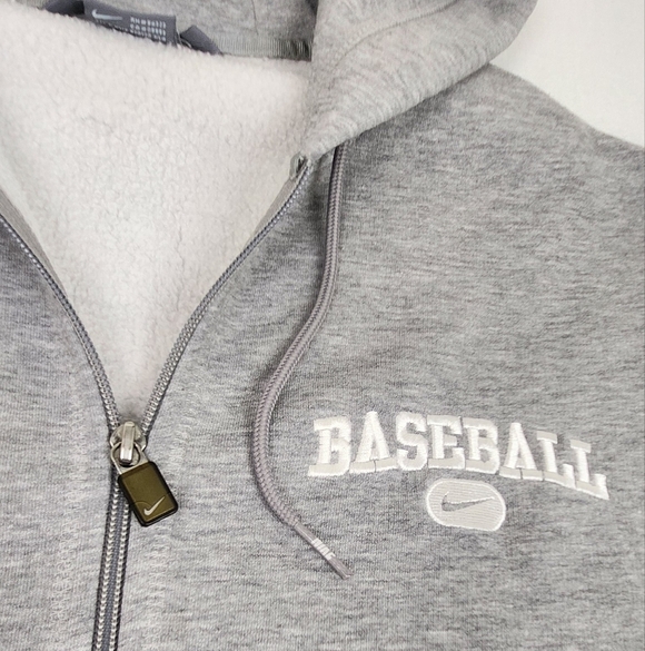 Nike Baseball Zip Up Grey Athletic Hoodie - Picture 2 of 6